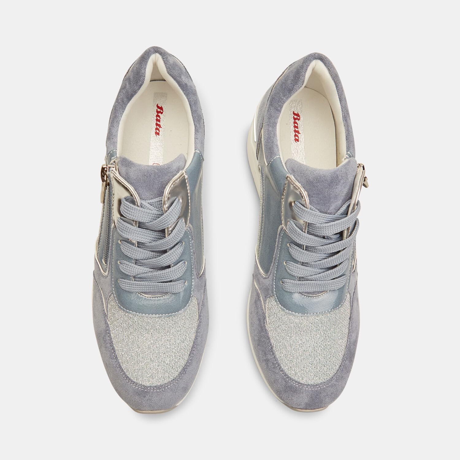 Bata Sneakers Femme Zip Baskets Semelle Plate Décontractée