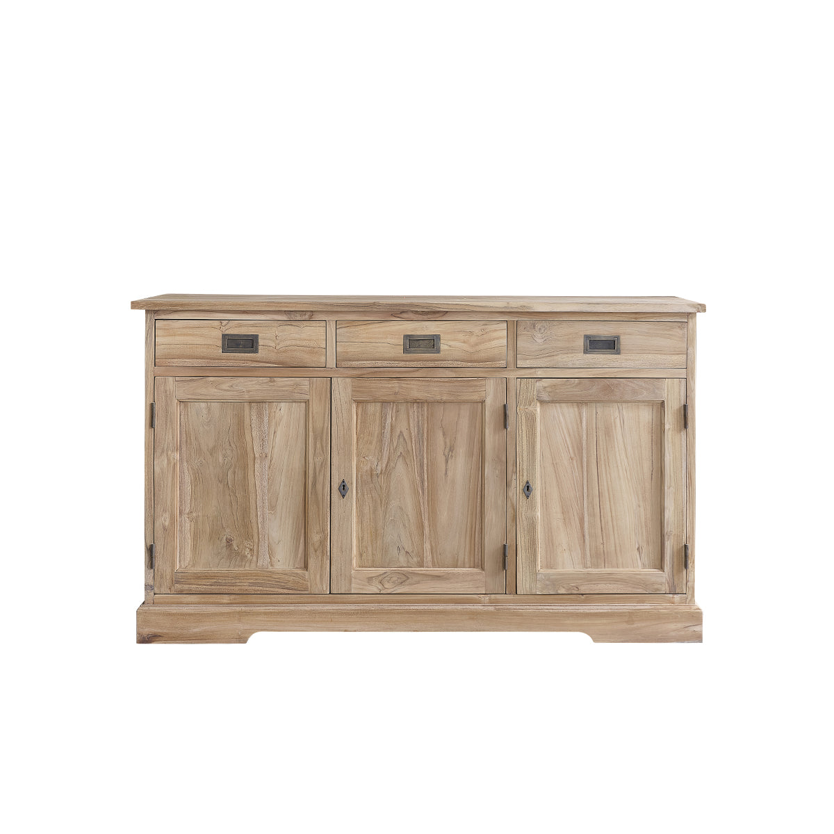 Berah Getah Boston commode teck brut 150 cm 3 tiroirs