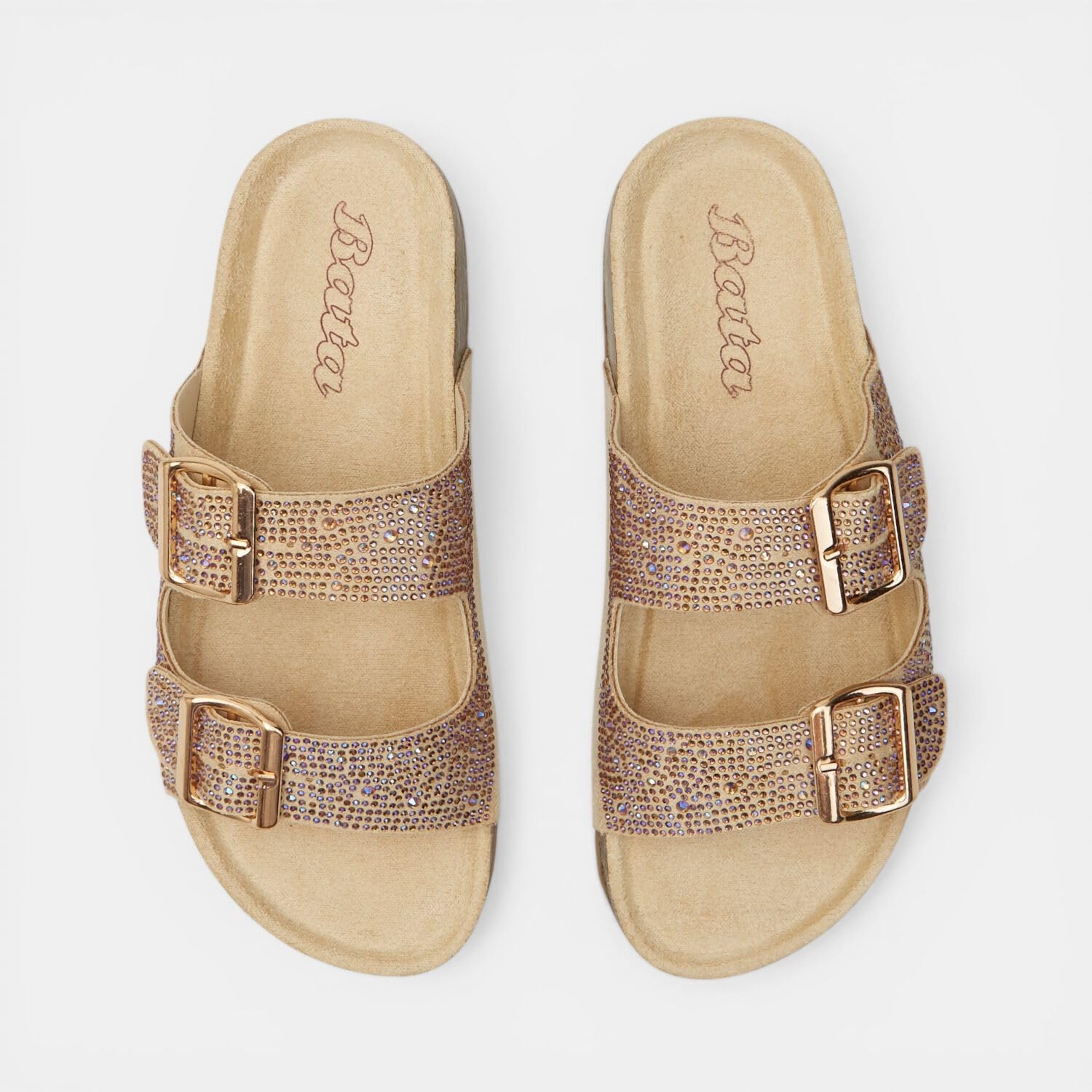 Bata Slip On slides femme micro strass boucle