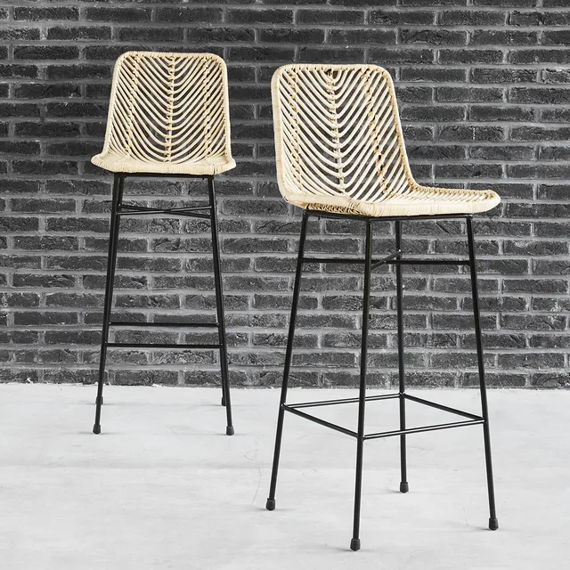 Berah Getah Bohema tabouret de bar rotin lot de 2