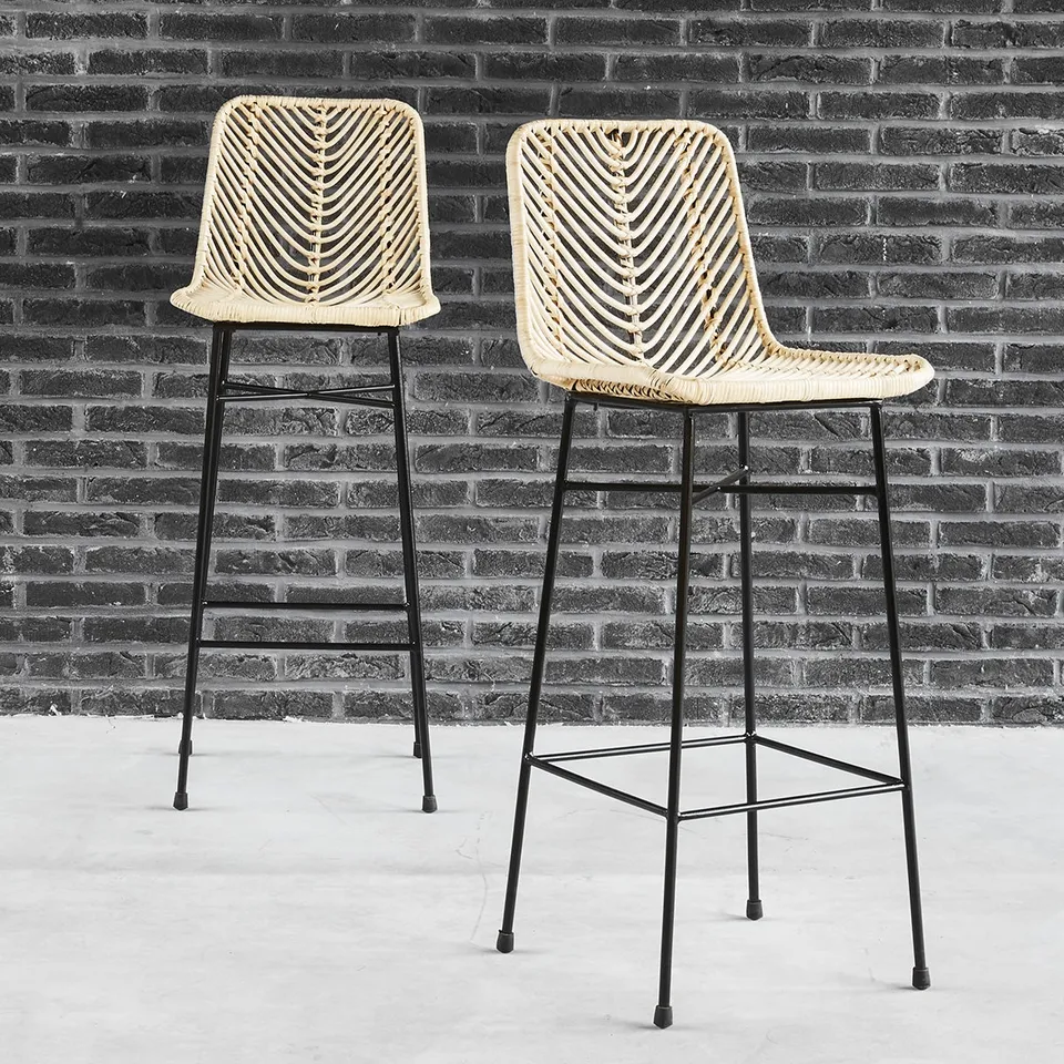 Berah Getah Bohema tabouret de bar rotin lot de 2