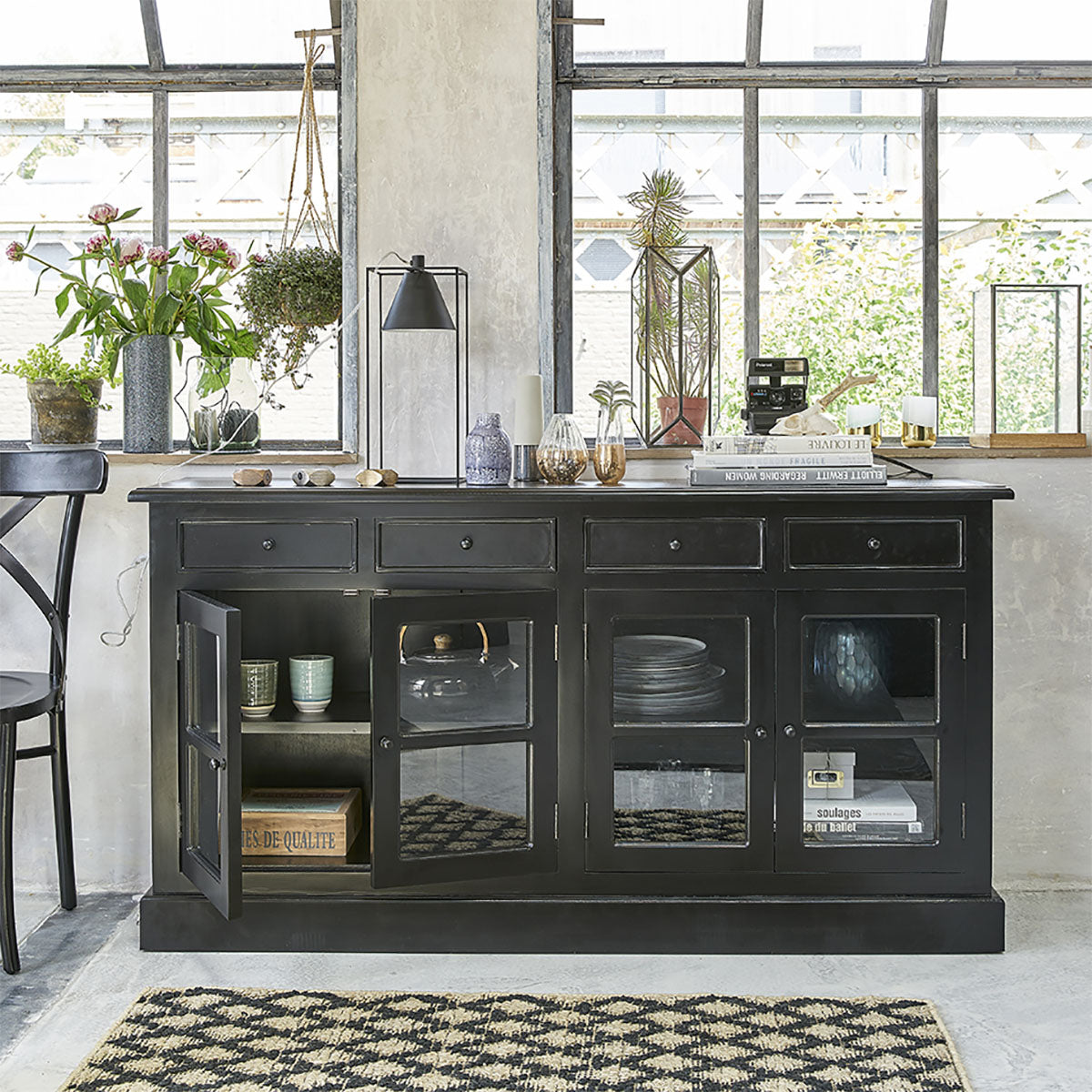 Berah Getah Bastide buffet acajou 160 cm 4 tiroirs