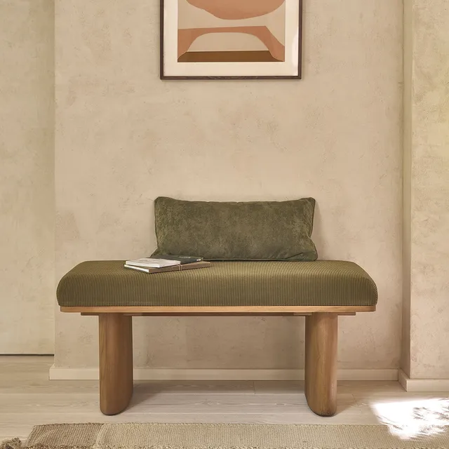Berah Getah Ambre banc teck 100 cm velours vert