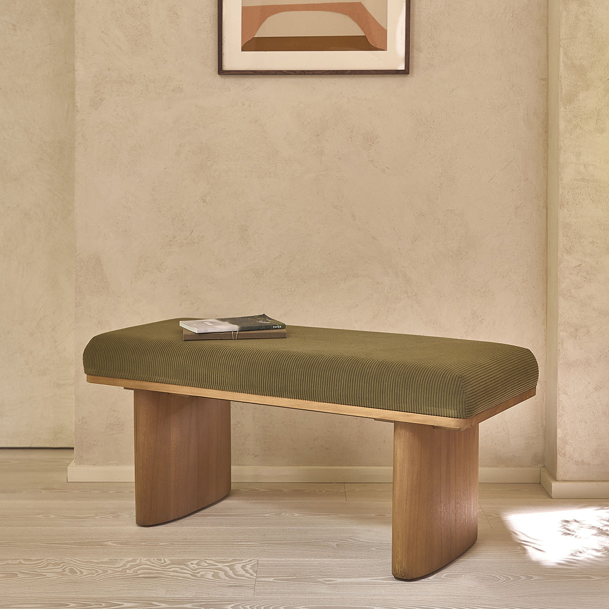 Berah Getah Ambre banc teck 100 cm velours vert