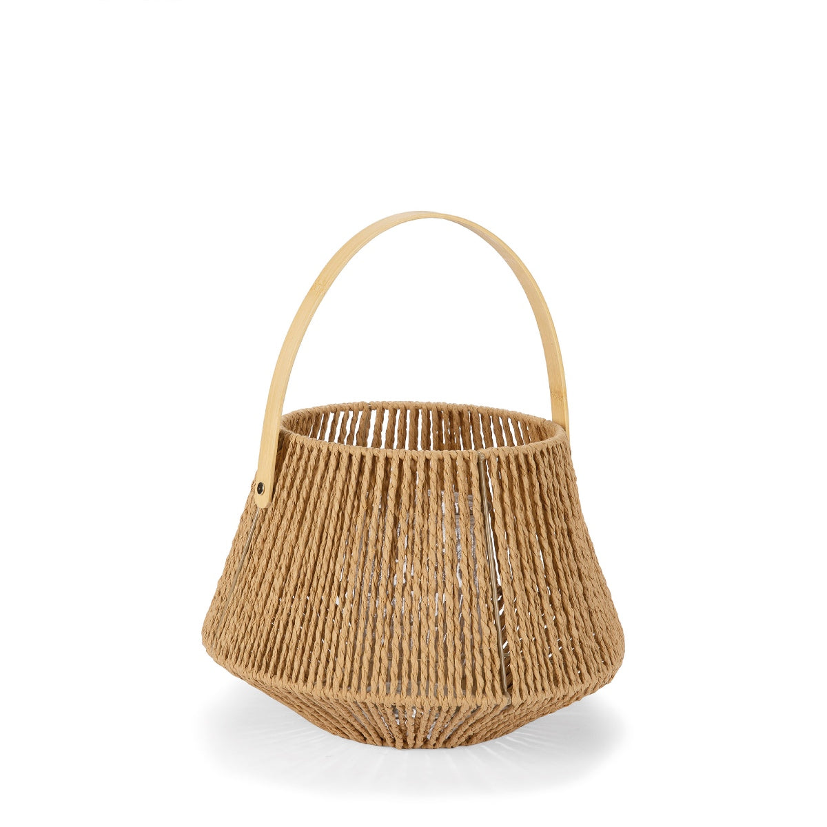 Andrea House lanterne porte-bougies fibre naturelle marron 37 cm