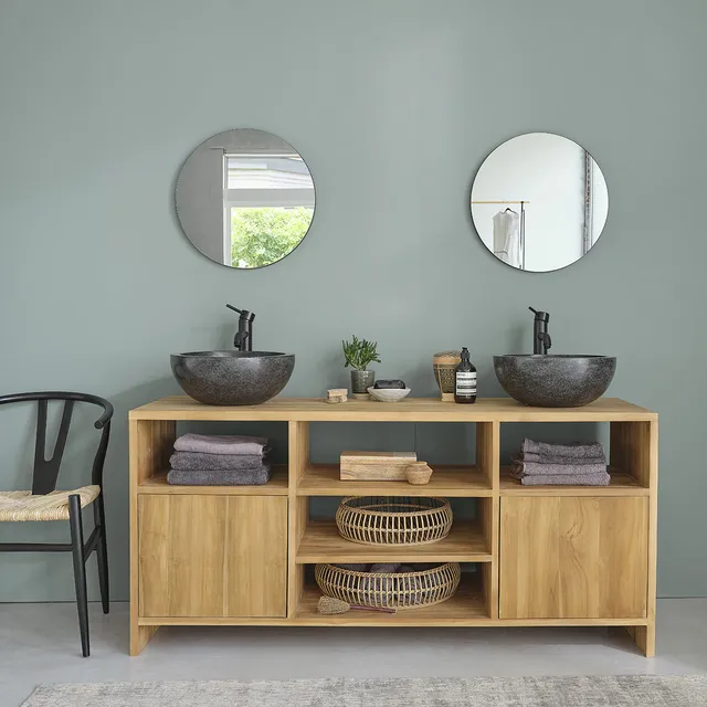 Berah Getah Noa meuble sous-vasque teck 160 cm 2 vasques