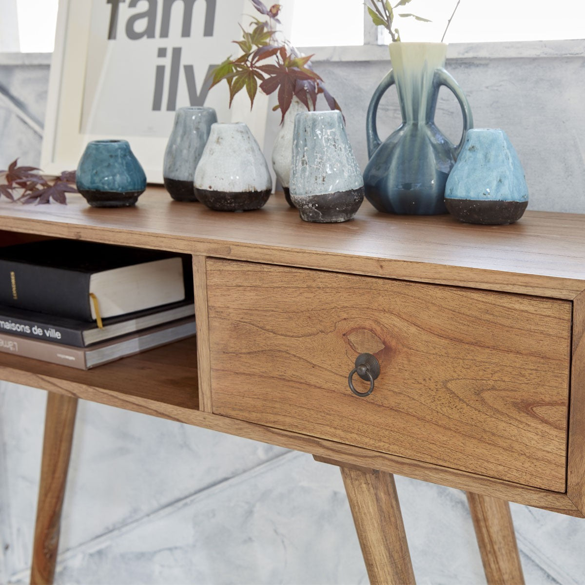 Berah Getah Oscar console mindi massif 120 cm tiroir