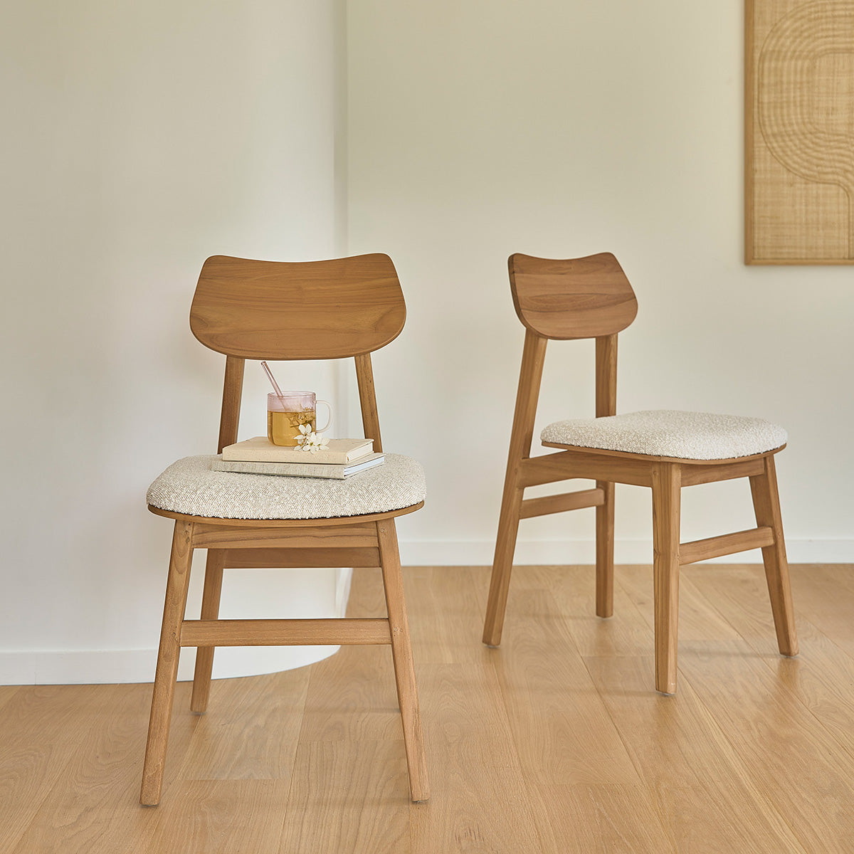 Berah Getah Adele chaise teck assise bouclette