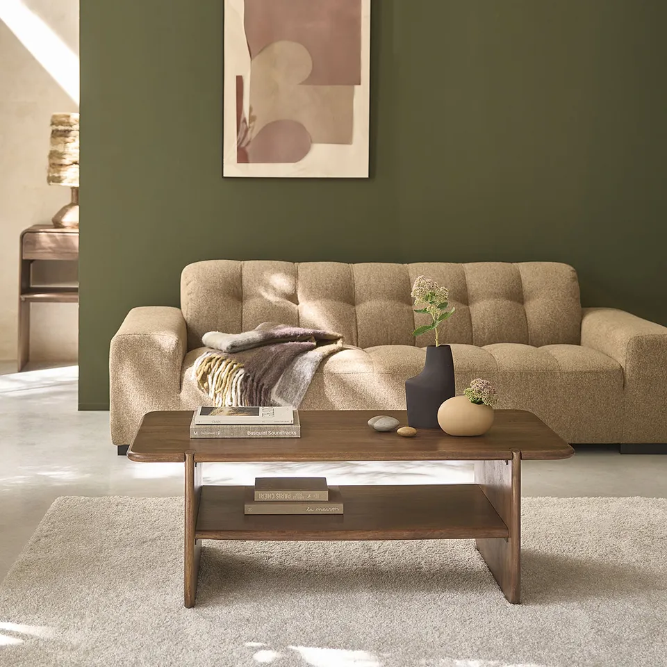 Berah Getah Sofia table basse 120 cm en manguier massif