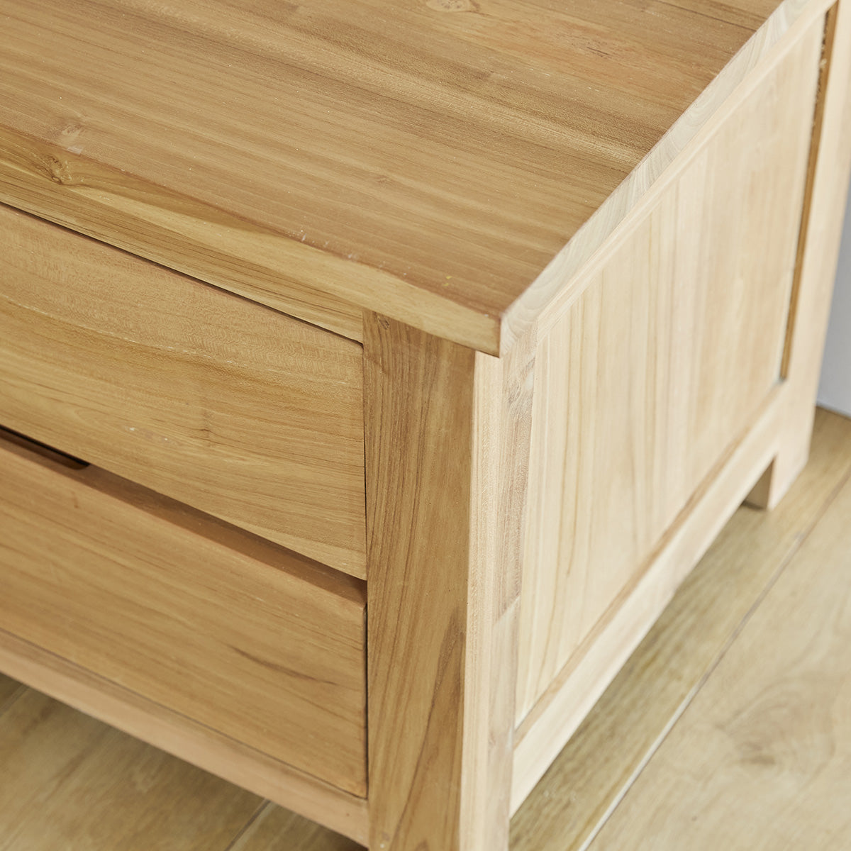 Berah Getah Boston meuble TV teck massif 150 cm marron