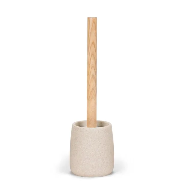 Andrea House Baño brosse WC beige grès et bois