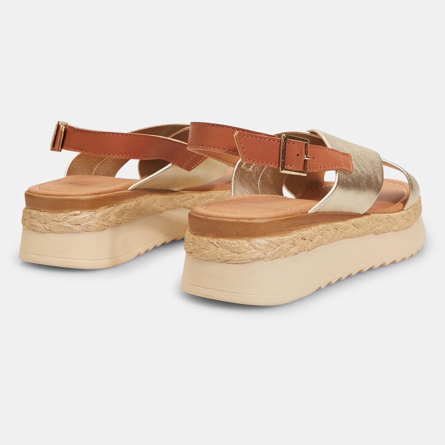 Bata Sandales Femme cuir bandes croisées plateforme