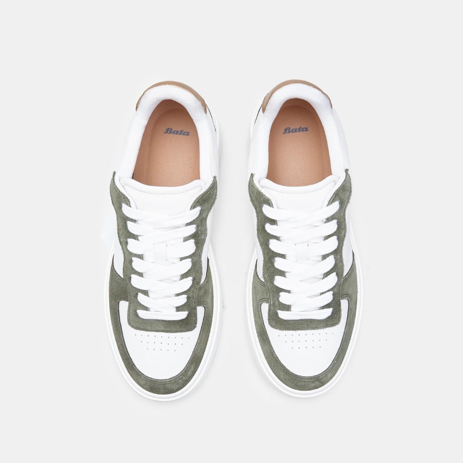Bata Sneakers cuir homme blanc vert
