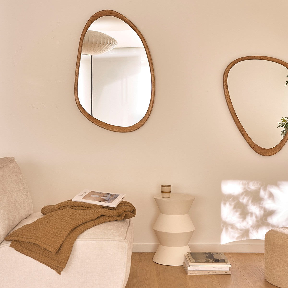 Berah Getah Fifties miroir mindi 90 cm ondulé