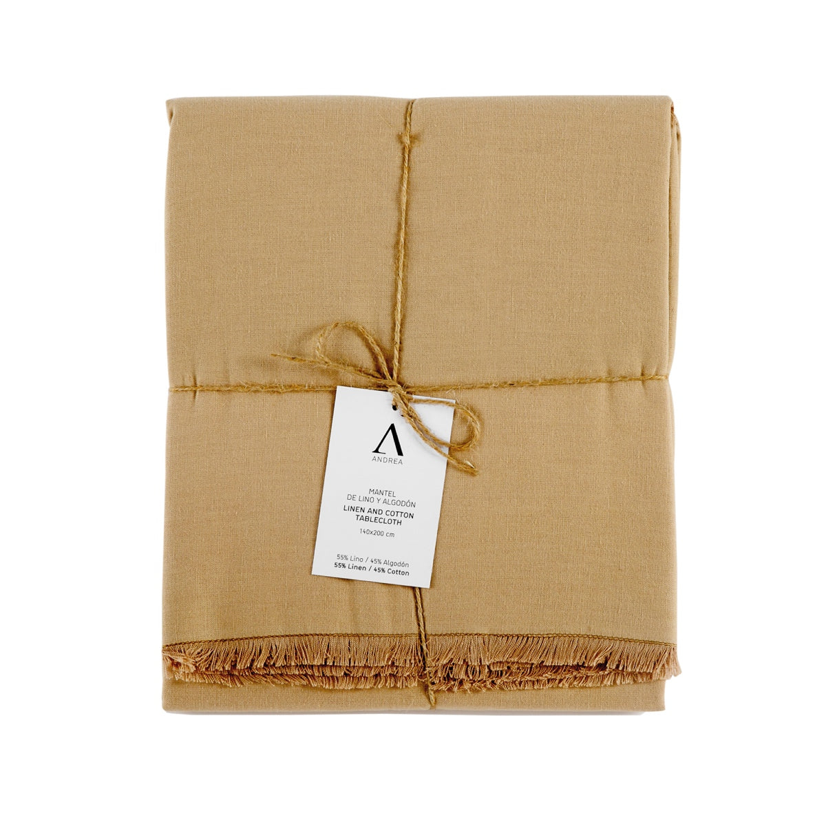 Andrea House nappe lin beige franges 200 cm