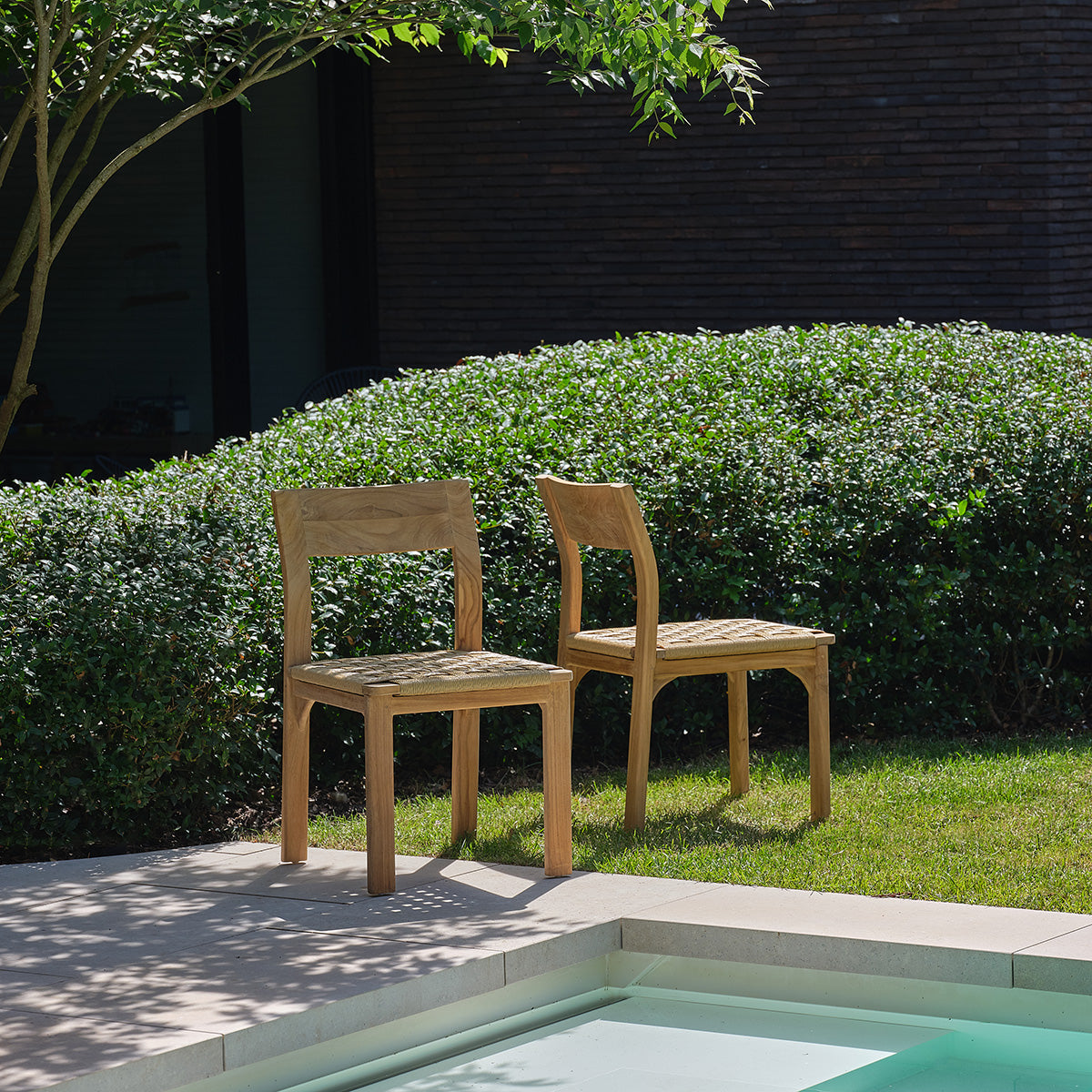 Berah Getah Piana chaise jardin teck rotin lot de 2