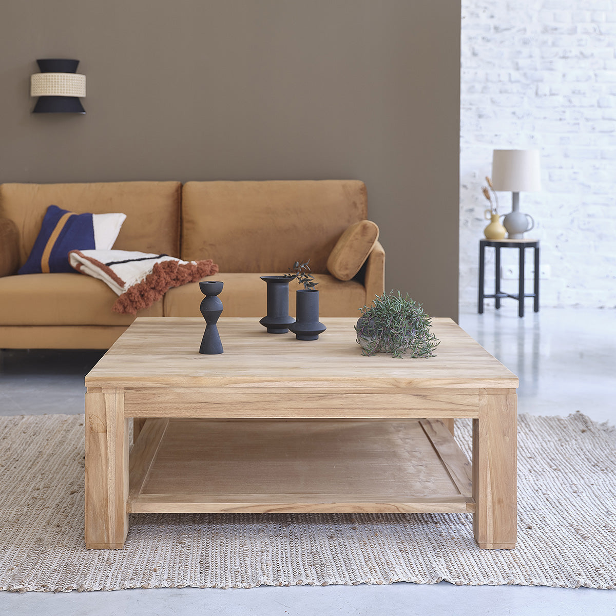 Berah Getah Boston table basse teck massif 100 cm