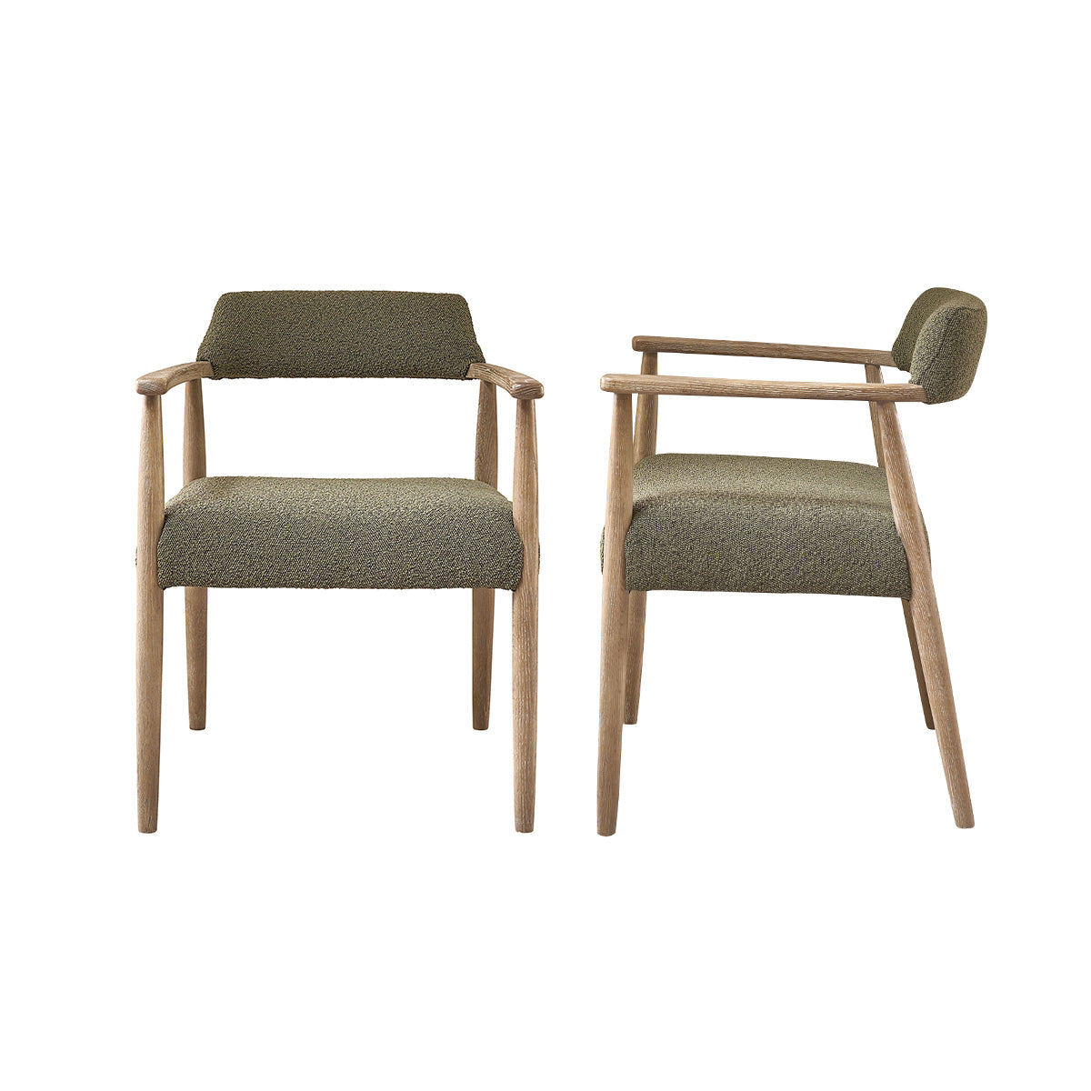 Berah Getah Luisa lot 2 chaises chêne bouclette kaki