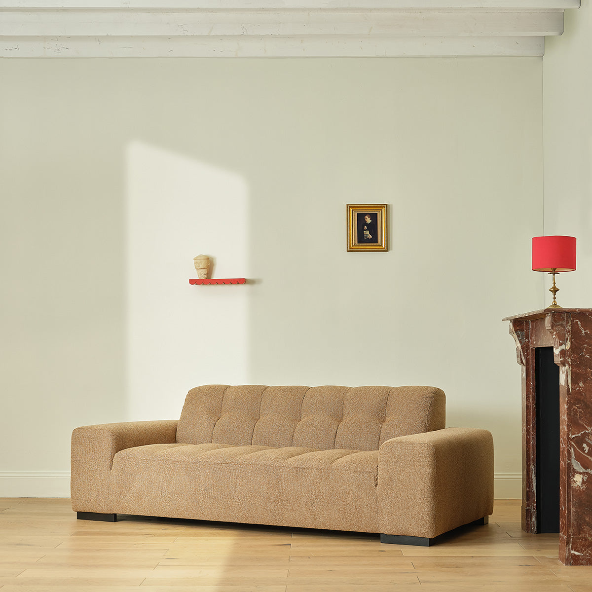 Berah Getah Alphonse canapé 3 places tissu marron chiné