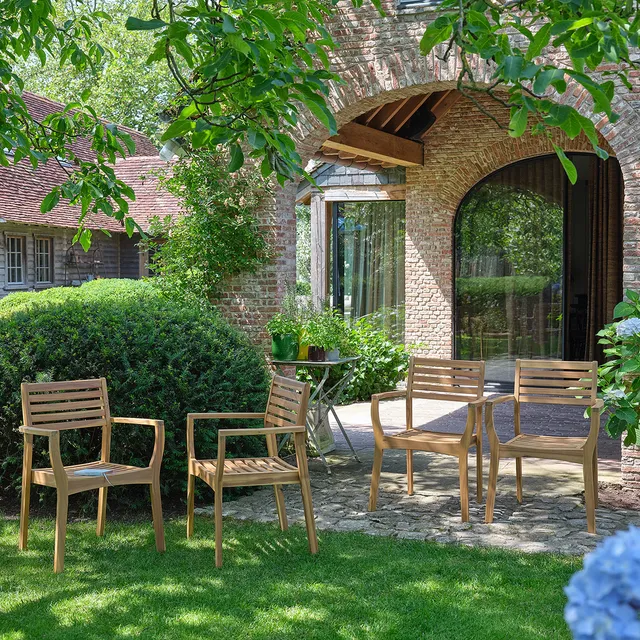 Berah Getah MILOS Fauteuil jardin acacia lot de 4 huilé
