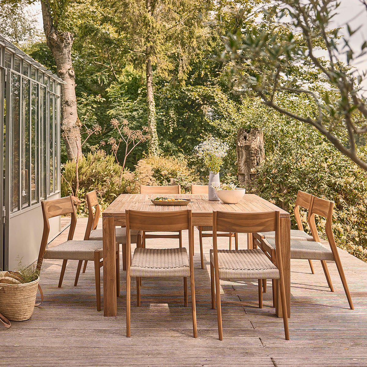 Berah Getah Livie salon jardin teck 8 pers table 140 cm