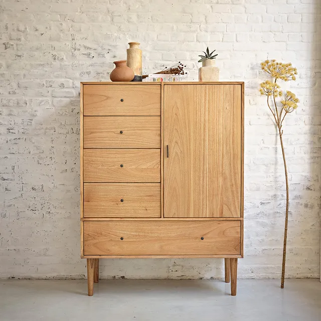 Berah Getah PIA armoire mindi massif 160 cm 5 tiroirs