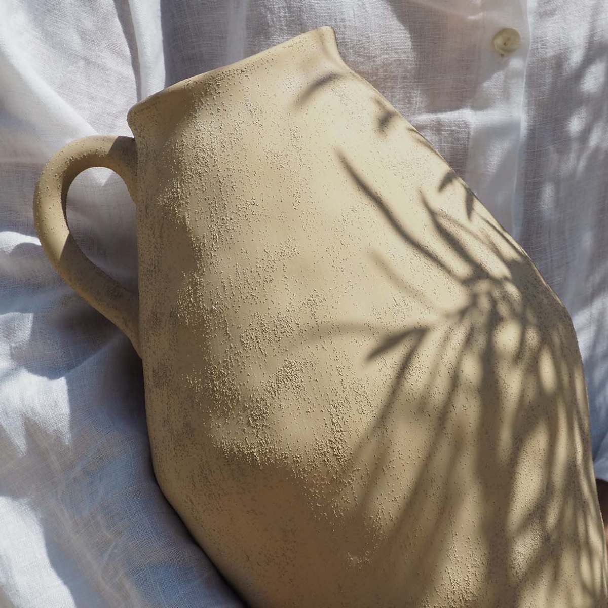 Andrea House Masaka Vase grès beige 25 cm