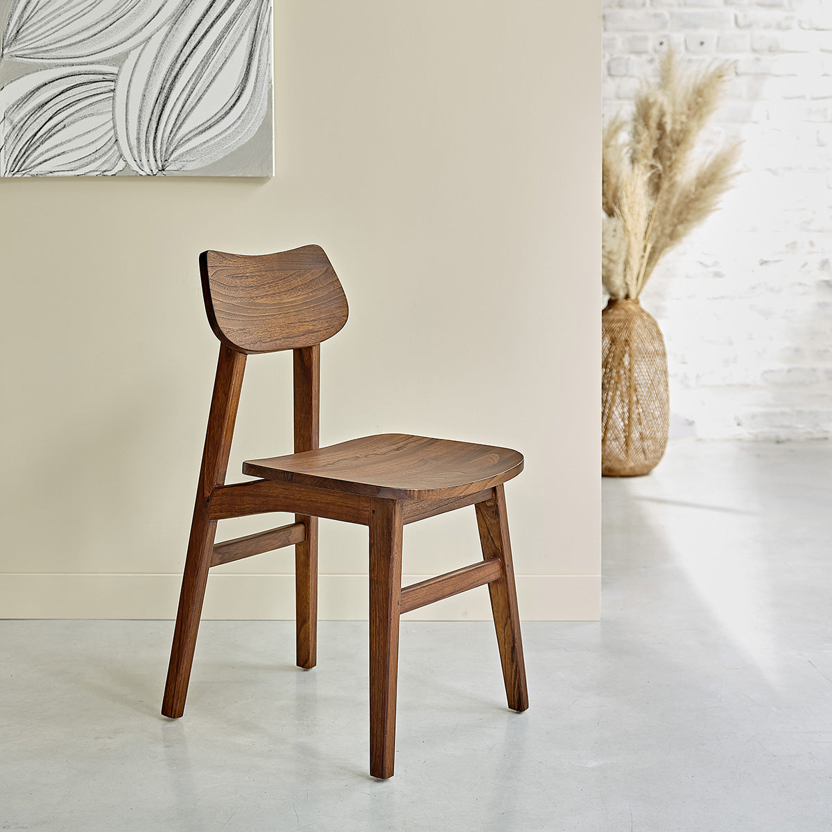 Berah Getah MILO chaise bois noyer massif
