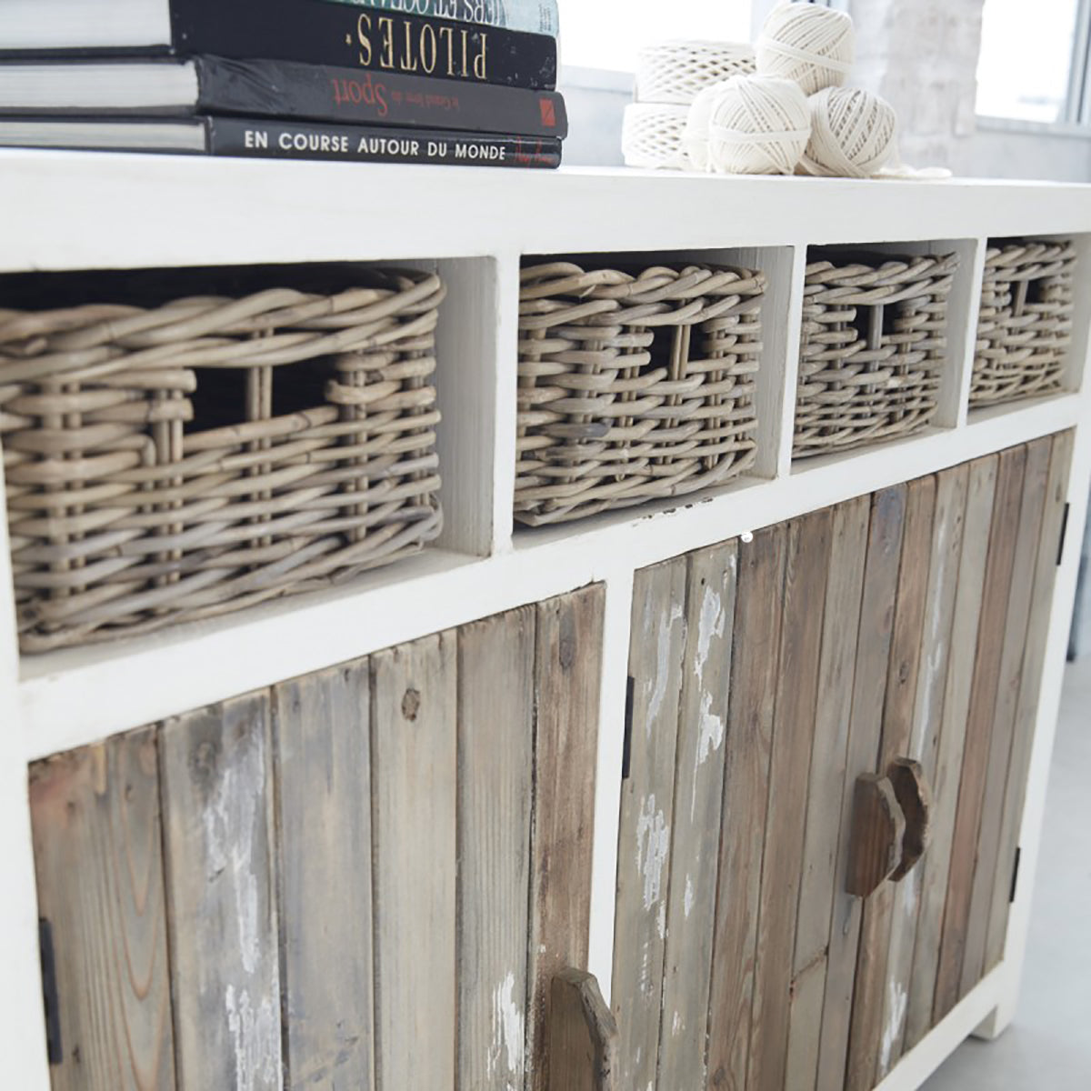 Berah Getah Honfleur buffet pin recyclé 145 cm 3 portes