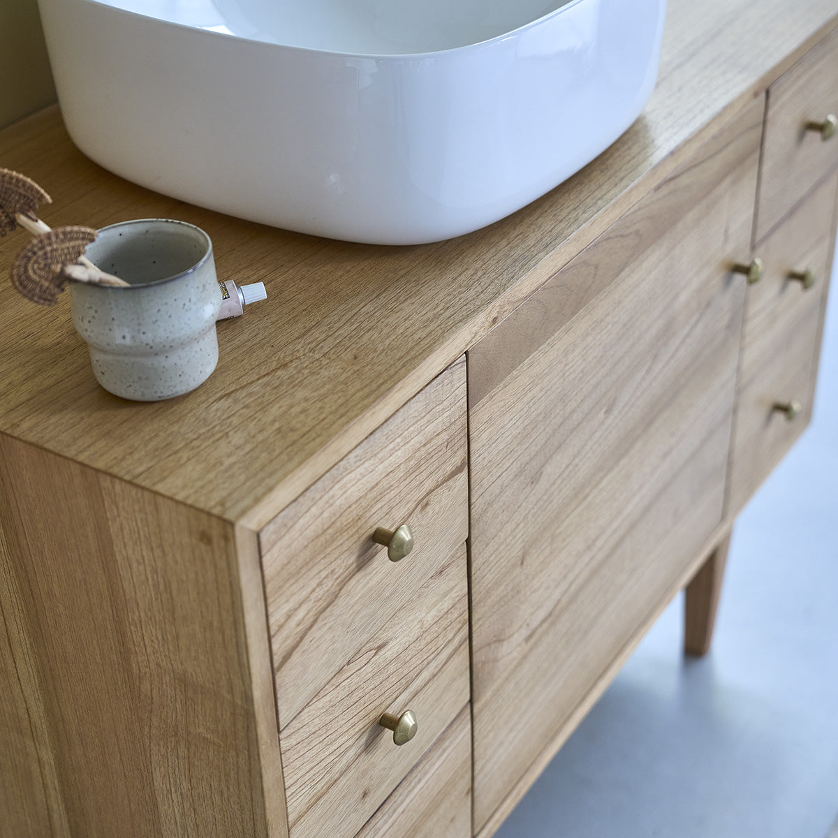 Berah Getah Salle de bain FIFTIES meuble sous vasque mindi 100 cm