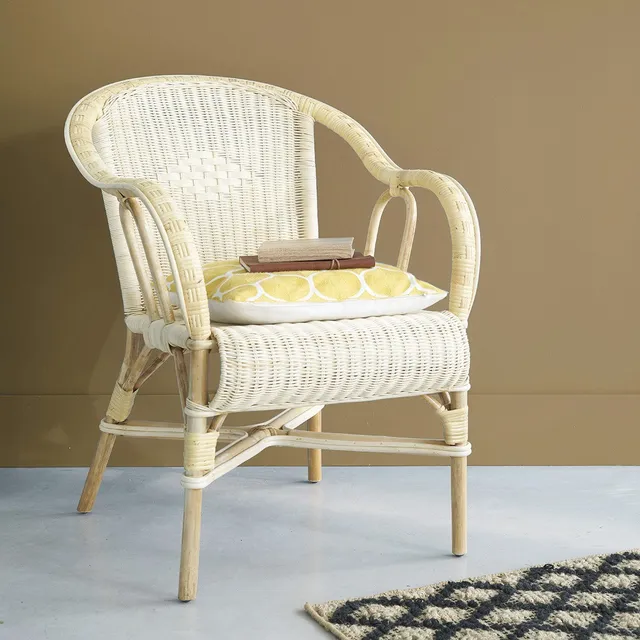 Berah Getah Albane fauteuil rotin naturel avec coussin