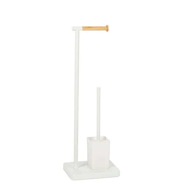 Andrea House ensemble WC porte-rouleau + brosse blanc