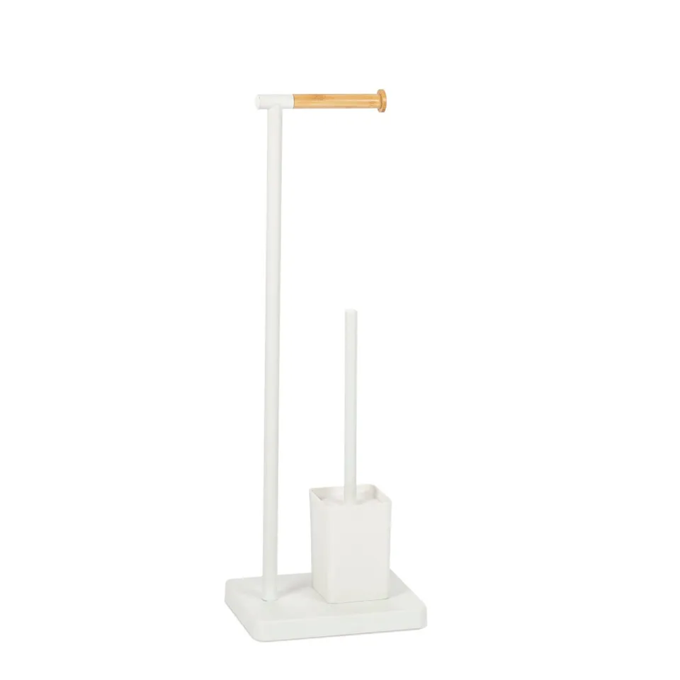 Andrea House ensemble WC porte-rouleau + brosse blanc