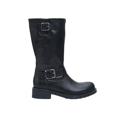 Bata Bottines Biker femme cuir double boucle