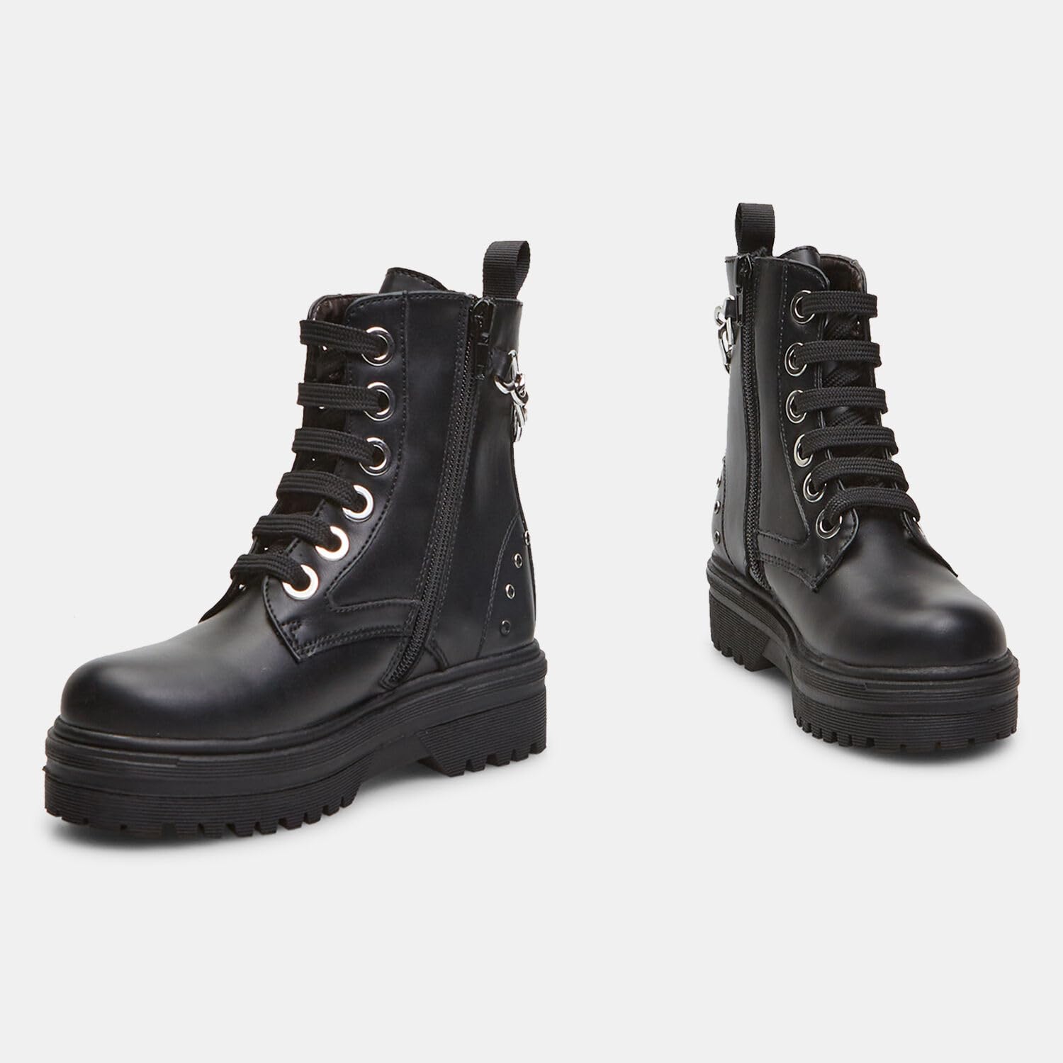 Bata Bottines combat fille effet cuir chaîne