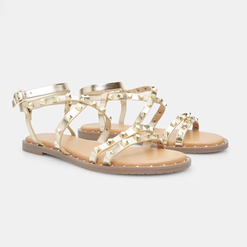 Bata Sandales Femme avec Studs Plates Été