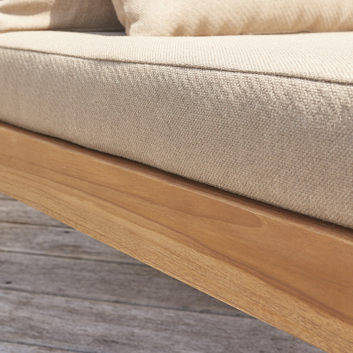 Berah Getah PALMA Salon jardin bas teck taupe coussins
