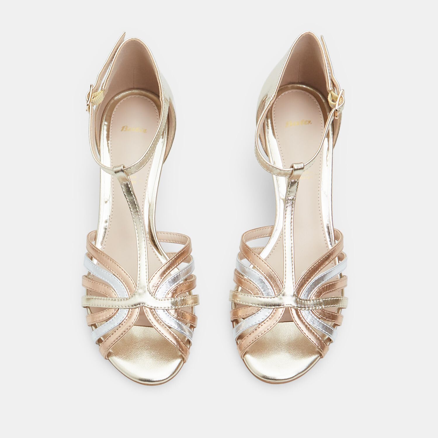 Bata Sandales femme talon 6 cm T-bar croisées