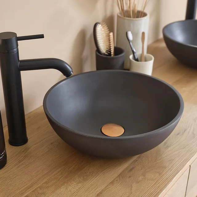 Berah Getah TILIA vasque béton gris Ø37 cm à poser