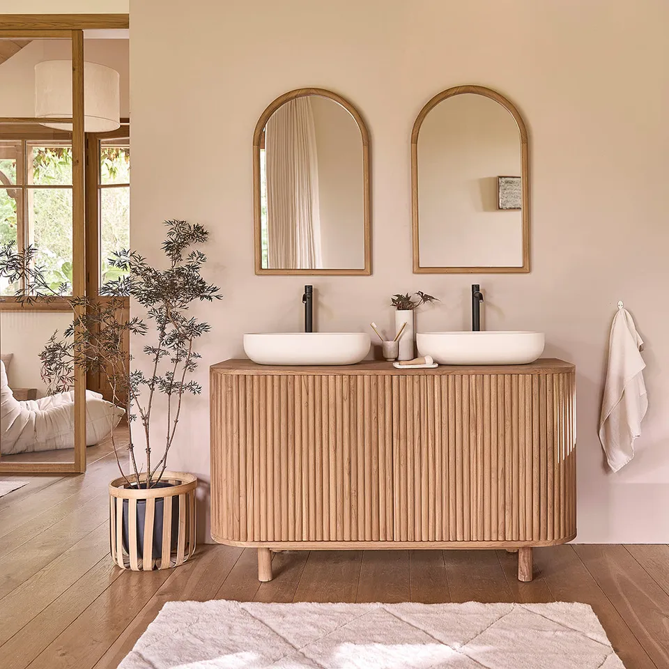 Berah Getah Coline meuble vasque teck 140 cm 2 portes