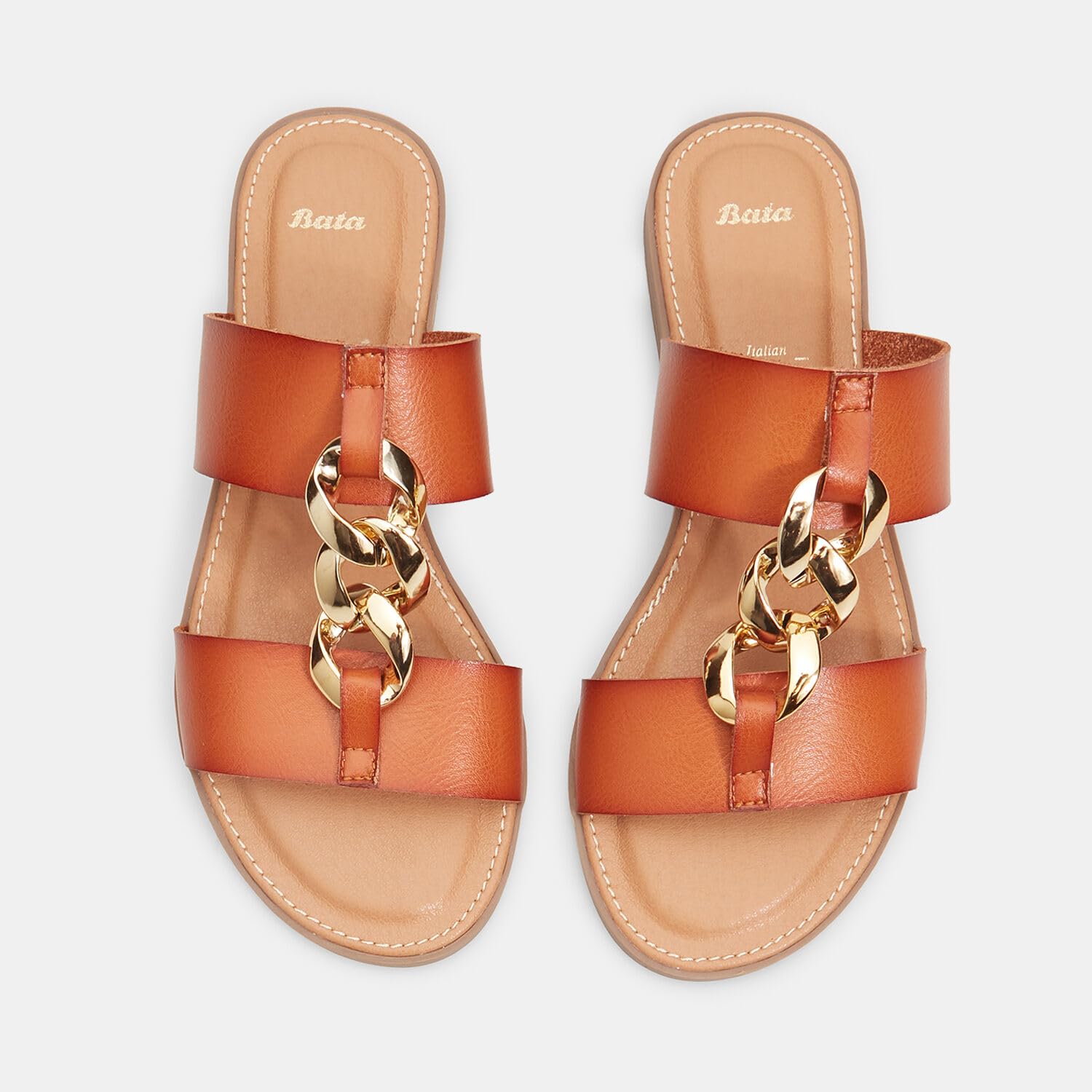 Bata Mules plates femme chaîne élégante été