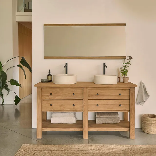 Berah Getah Salle de bain meuble teck 150 cm 4 tiroirs