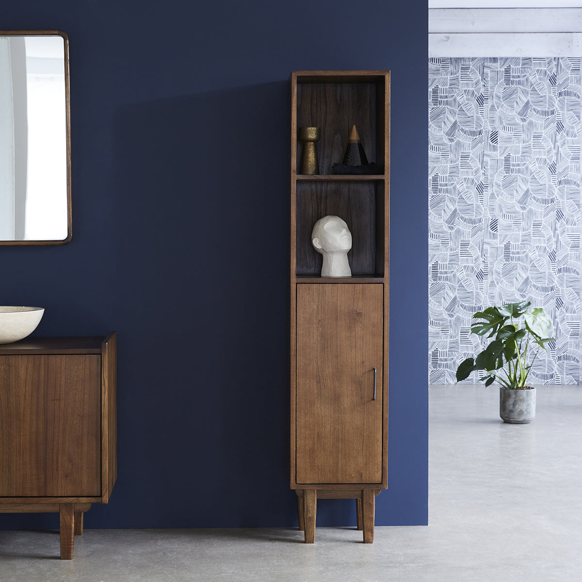Berah Getah Vintage colonne salle de bain 170 cm bois foncé