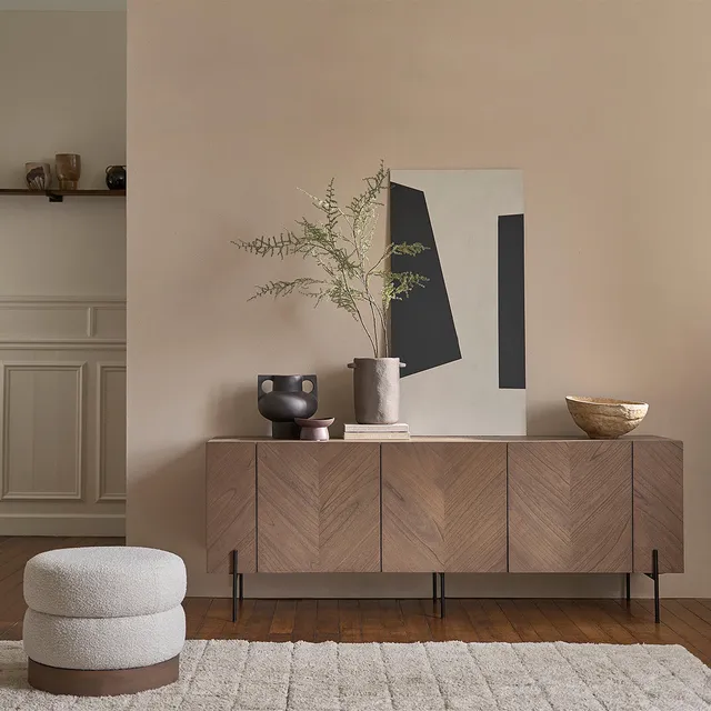 Berah Getah Calix buffet mindi métal noyer 200 cm 3 portes