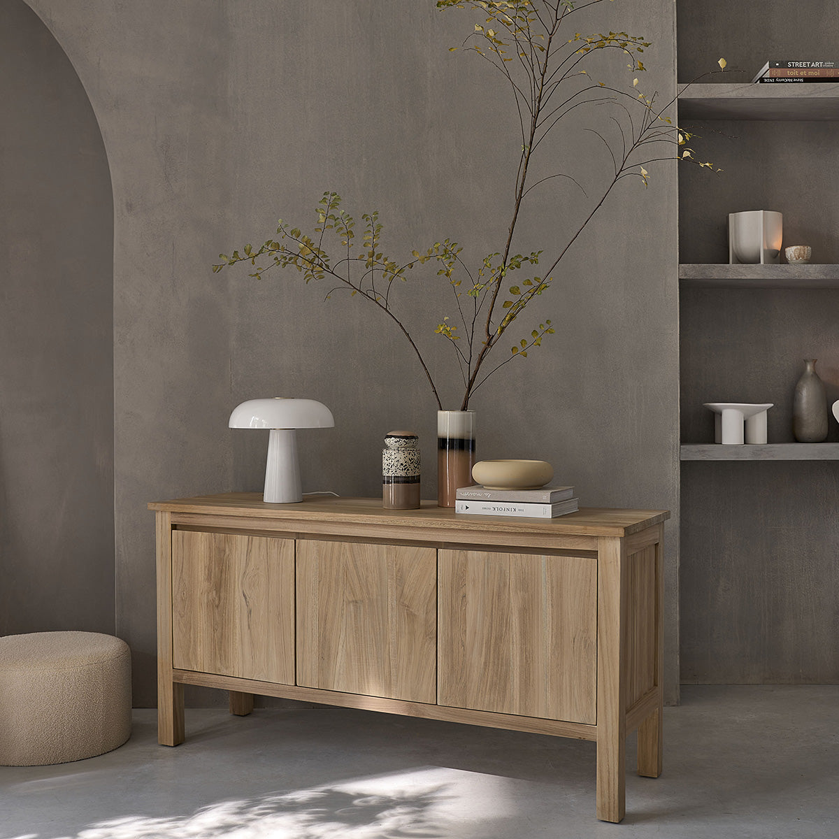 Berah Getah Aldo buffet teck massif 150 cm 3 portes