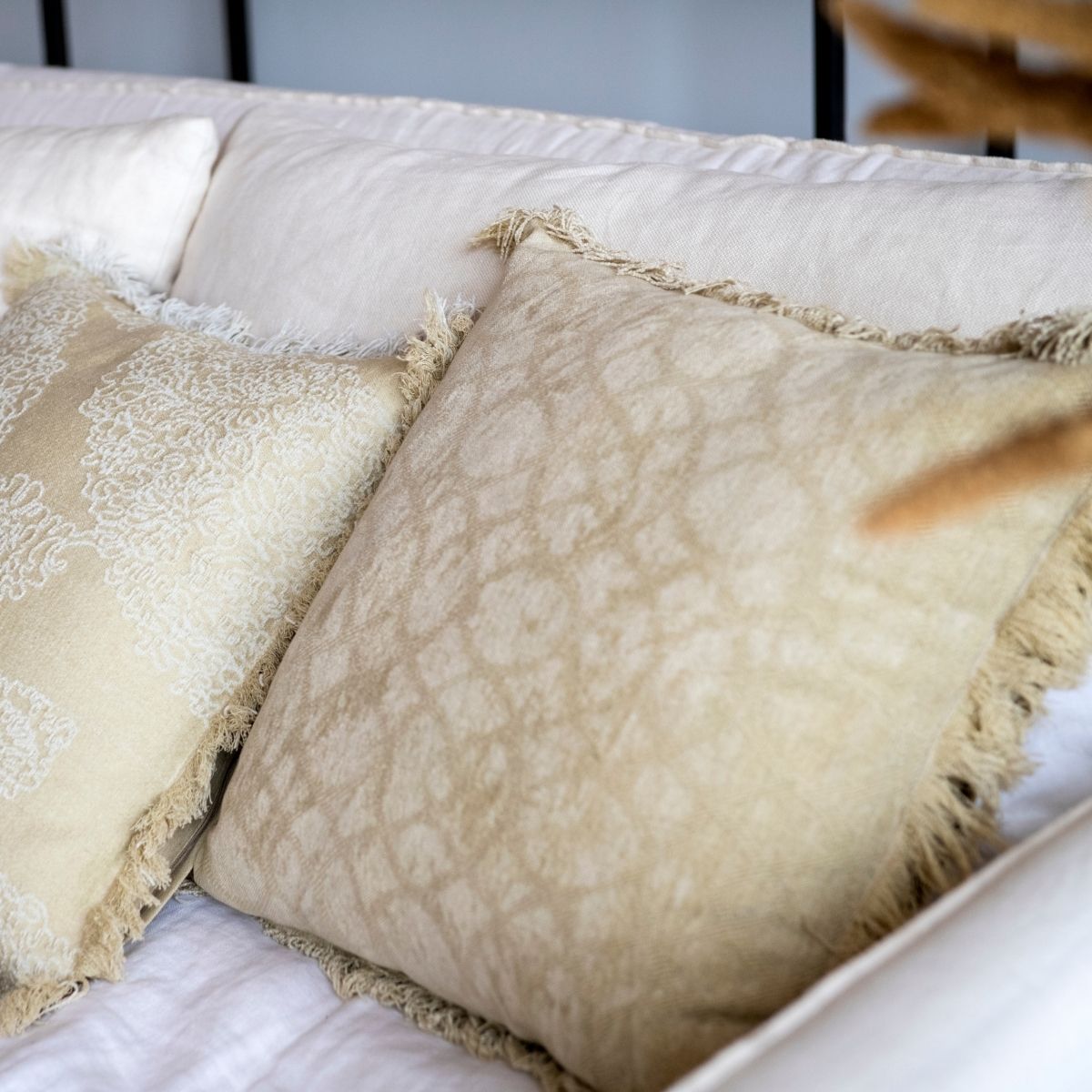 Andrea House coussin salon coton jaune