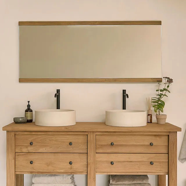 Berah Getah Nahele miroir teck recyclé 140x60 cm rectangulaire