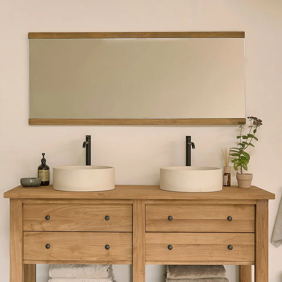 Berah Getah Nahele miroir teck recyclé 140x60 cm rectangulaire