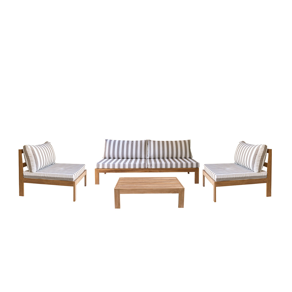 Berah Getah Palma Salon de jardin bas teck rayé taupe