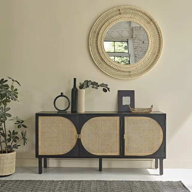 Berah Getah Zulma buffet manguier cannage 160 cm 3 portes